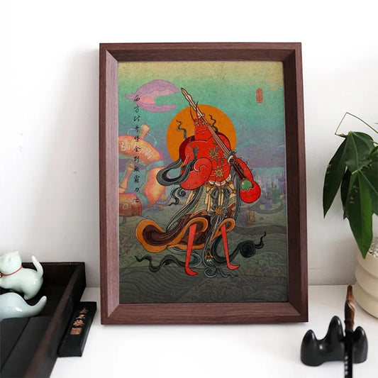 SpongeBob & Squidward Funny Whimsical Merchandise, Bikini Bottom Full Cast Cute Wooden Photo Frame,Unique Cartoon Decor