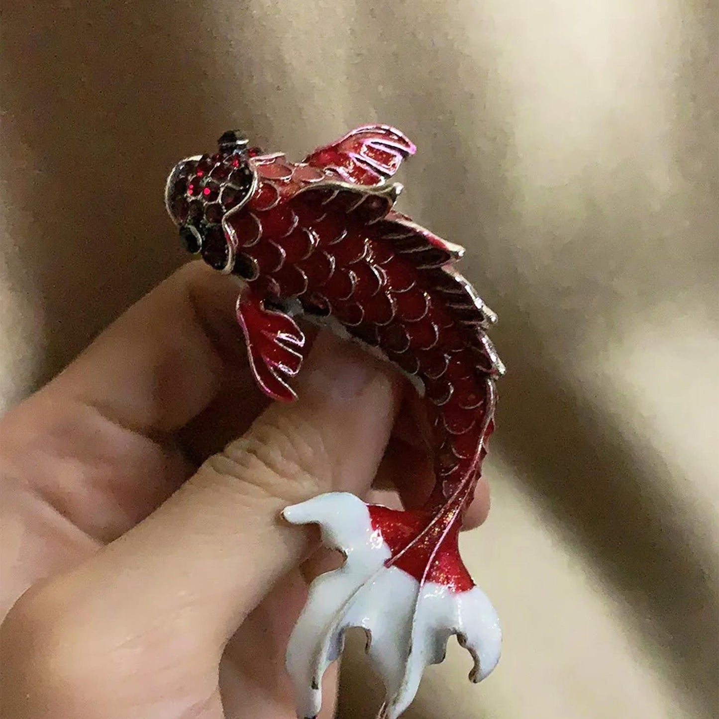 Vibrant Red Koi Fish Brooch Exquisite Enamel Crystal Pin, Unique Animal Jewelry for Women, Perfect Gift for Koi Lovers