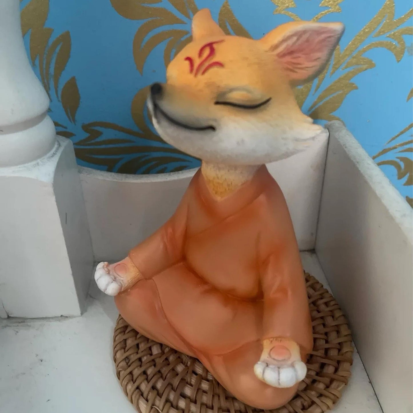 Zen Meditation Fox Figurine  Spiritual Animal Statue for Home Decor, Yoga Studio & Meditation Space