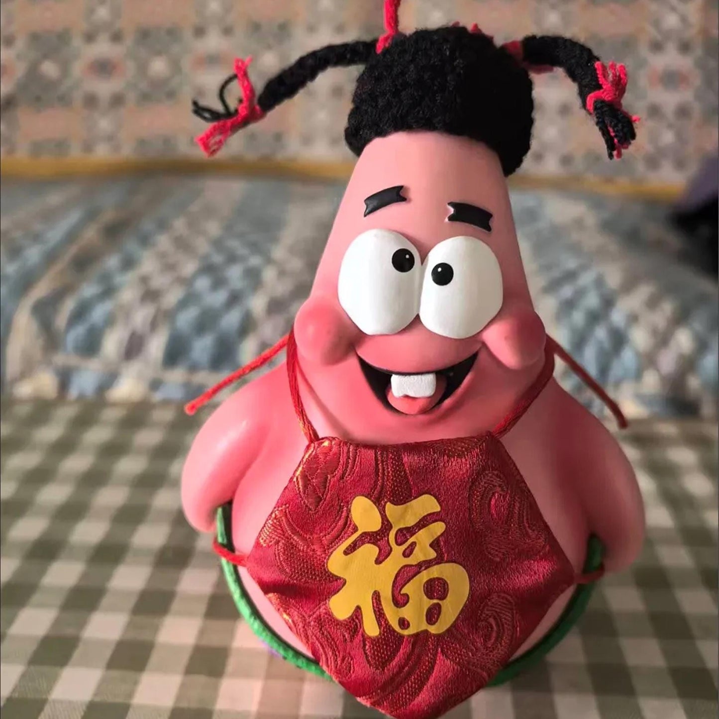 Cute Patrick Star Chinese Fortune Decor Figure