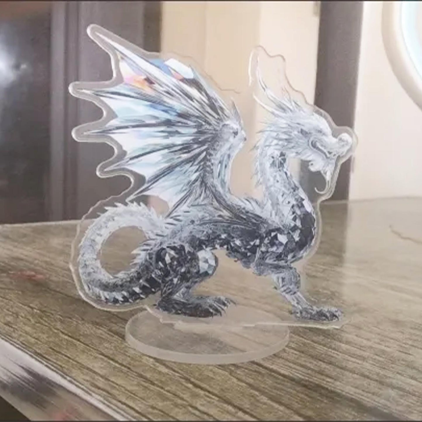 Bohemian Silver Dragon Figurine | Boho Fantasy Dragon Sculpture for Eclectic Home Decor