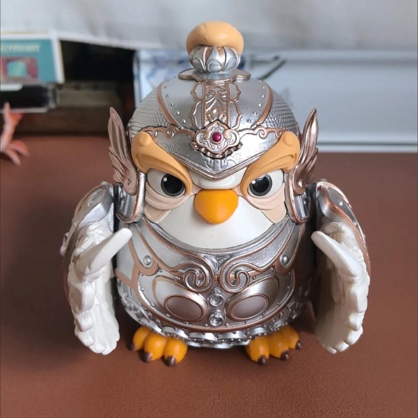 Cute Chinese Armor Owl Pen Holder Figurine
