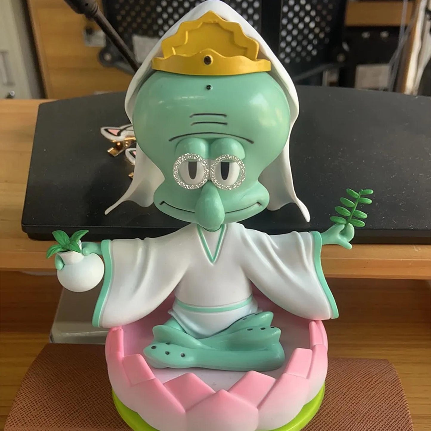 SpongeBob Squidward Zen Lotus Figurine  Cute Cartoon Character Decoration for Home & Office, Unique Gift for SpongeBob Fans