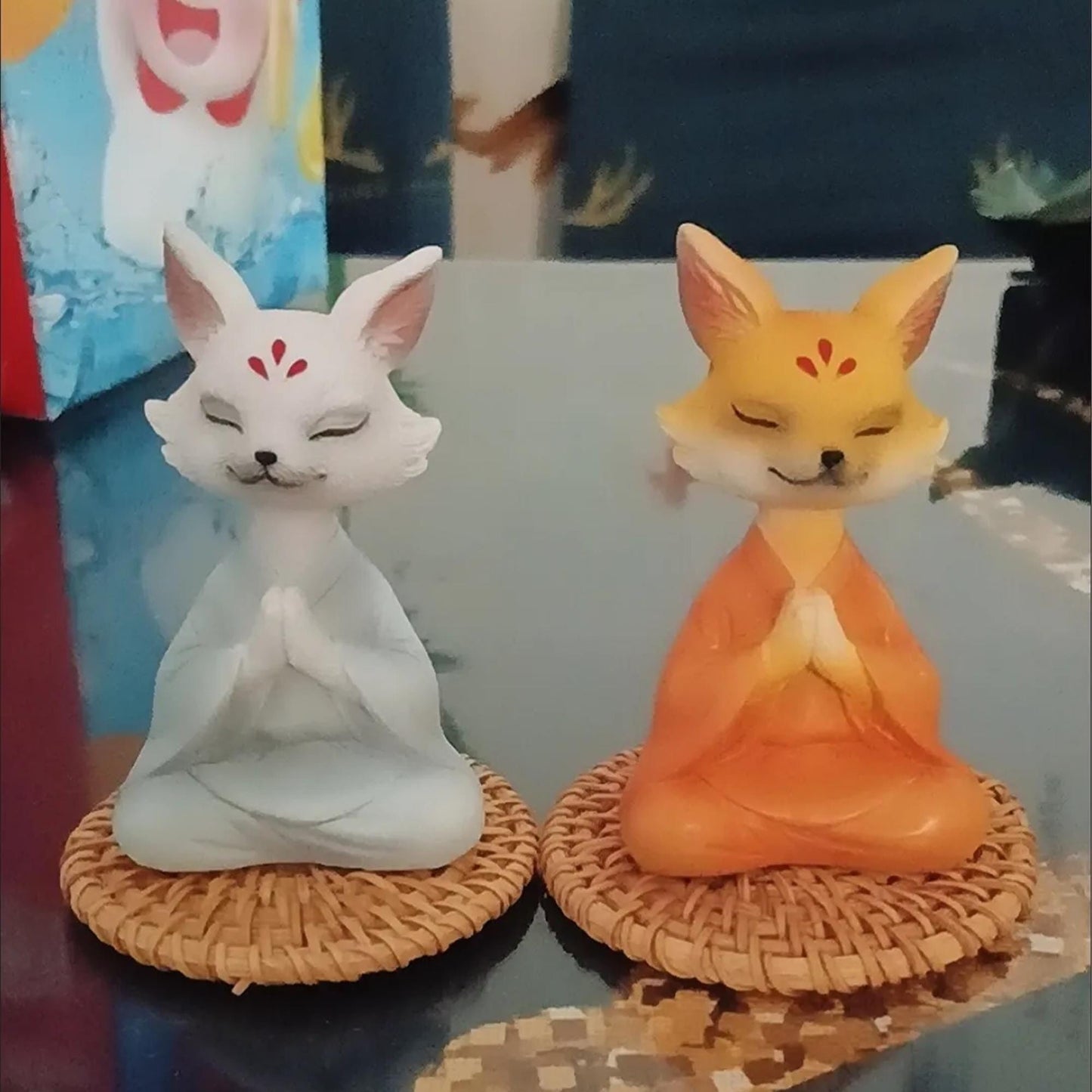 Zen Meditation Fox Figurine  Spiritual Animal Statue for Home Decor, Yoga Studio & Meditation Space