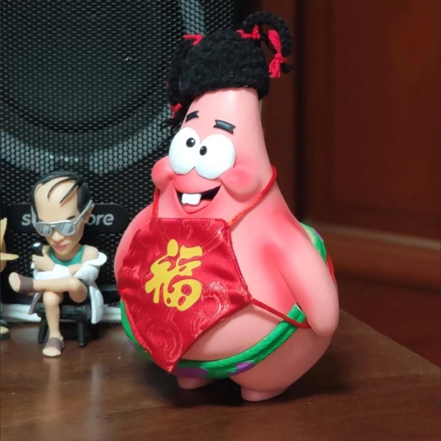 Cute Patrick Star Chinese Fortune Decor Figure