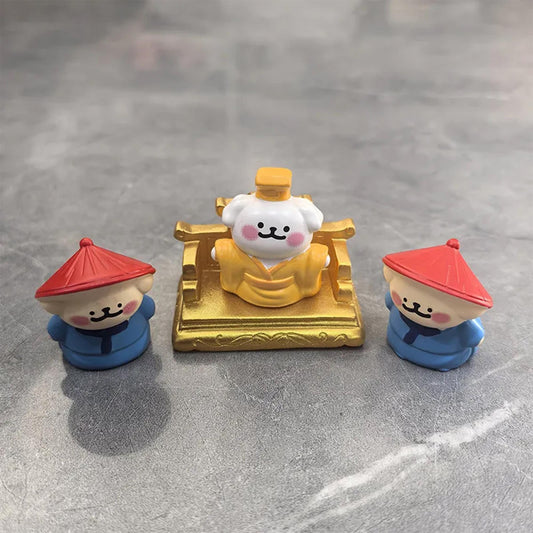 Cute Puppy Emperor and Guards Figurines  Whimsical Desk Decor / Car Ornament for Anxiety Relief & Cute Room Aesthetic