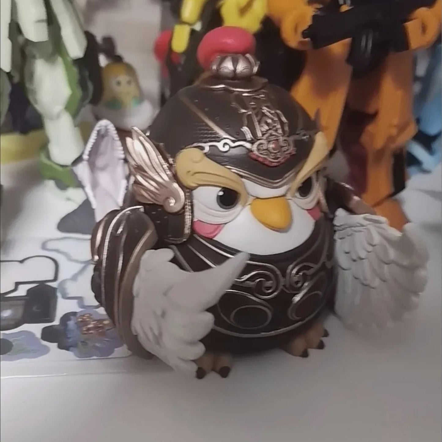 Cute Chinese Armor Owl Pen Holder Figurine