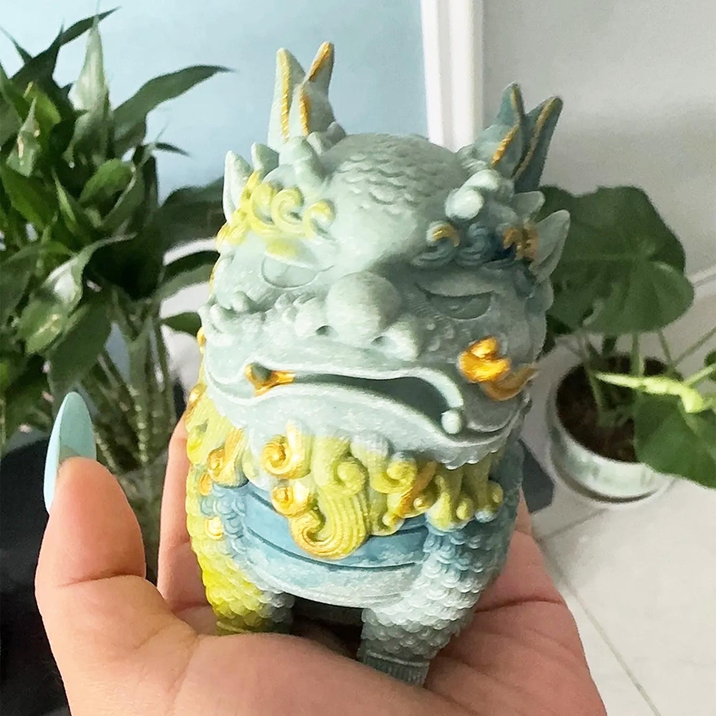 Chinese Mythical Kirin Statue, Handcrafted Mythical Creature Sculpture for Home Decor