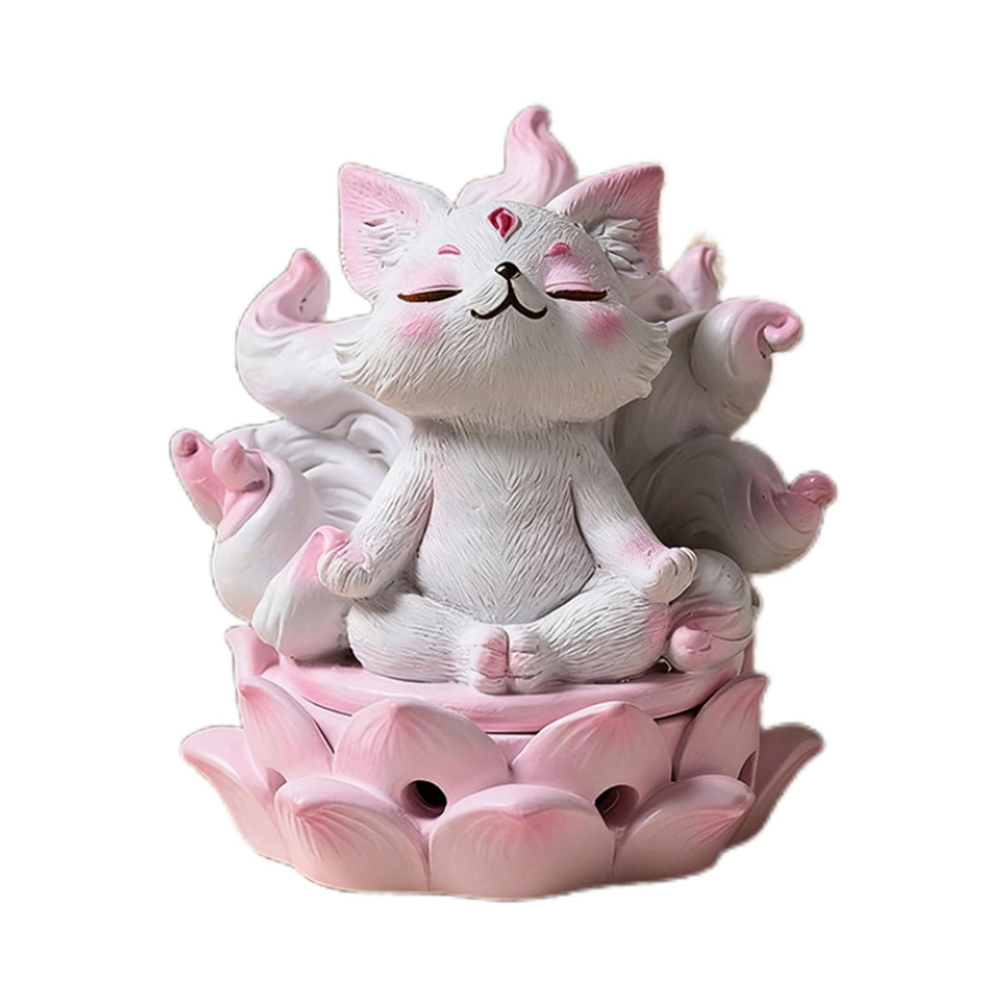 Cute Kitsune Incense Burner  Meditating NineTailed Fox Statue, Spiritual Home Decor, Chinese Fox Figurine for Altar & Meditation Space