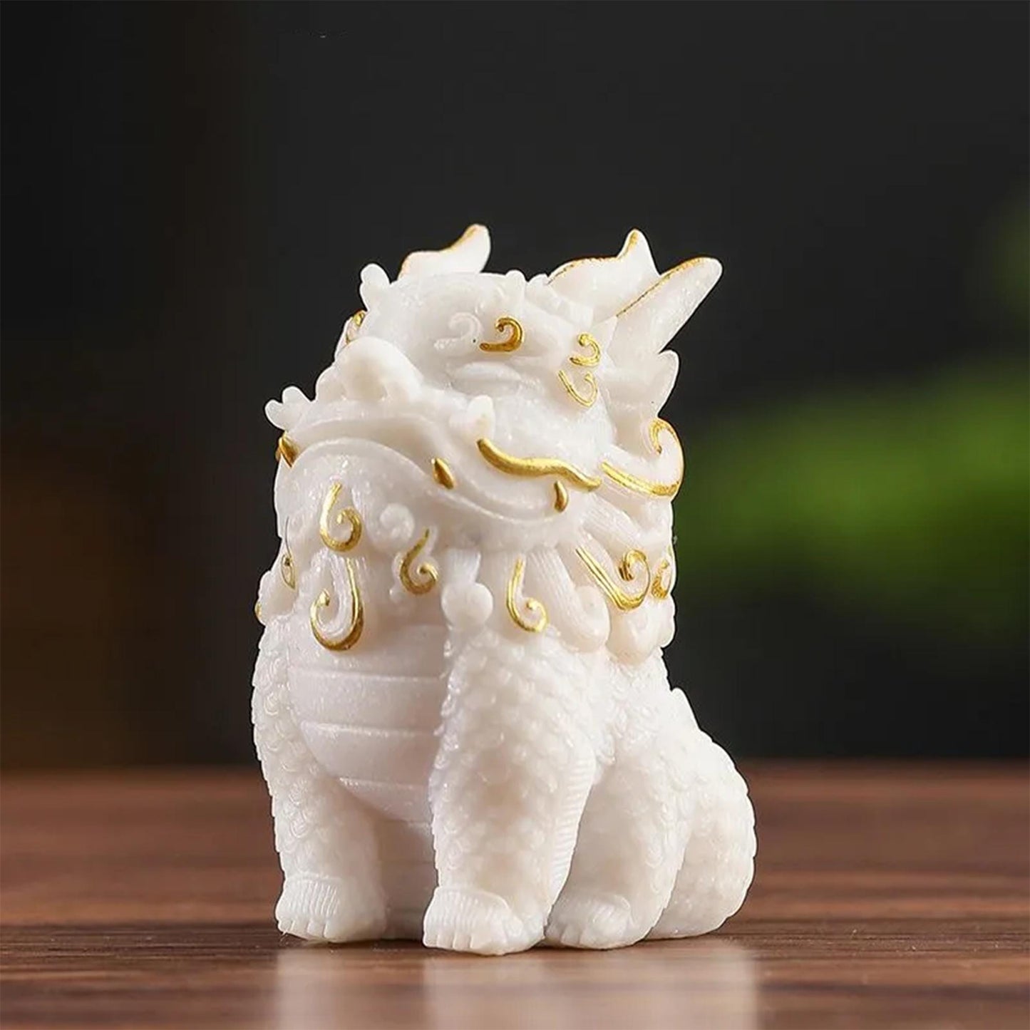 Chinese Mythical Kirin Statue, Handcrafted Mythical Creature Sculpture for Home Decor