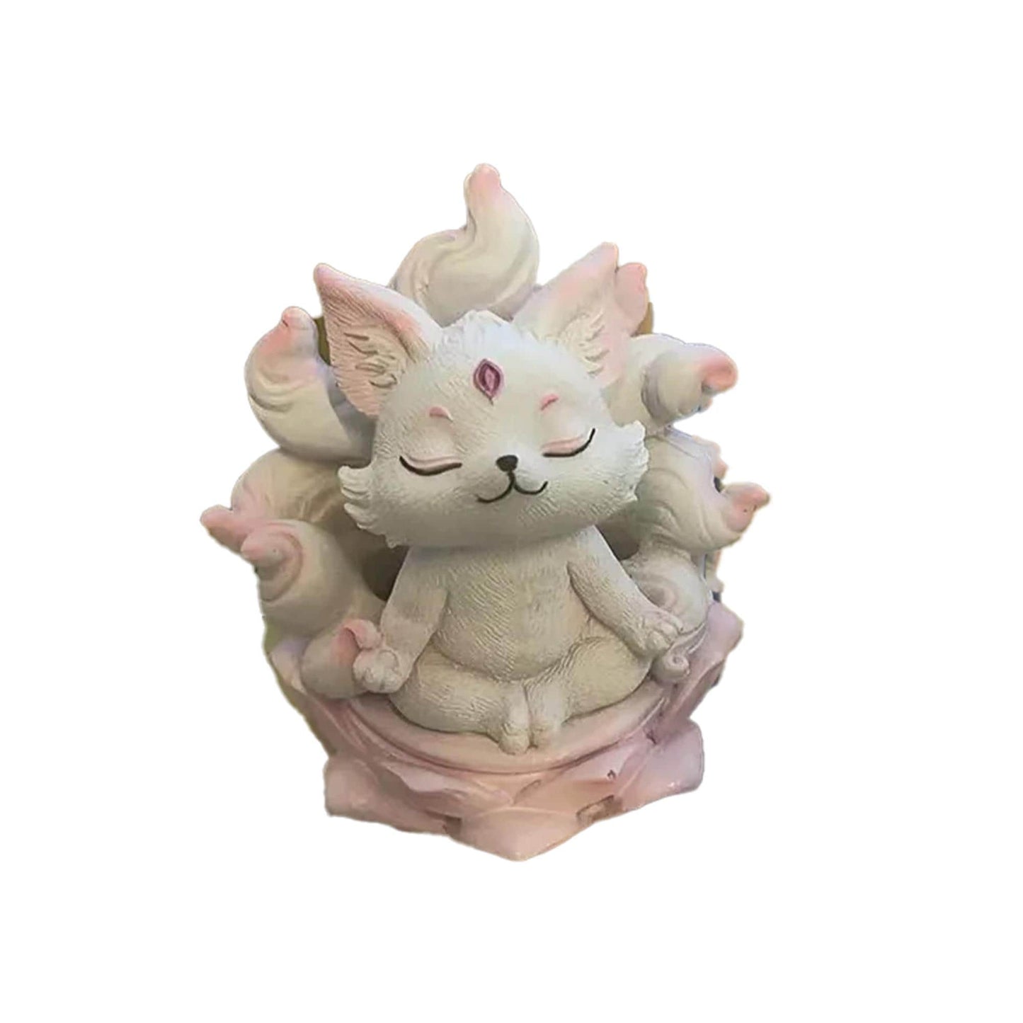 Cute Kitsune Incense Burner  Meditating NineTailed Fox Statue, Spiritual Home Decor, Chinese Fox Figurine for Altar & Meditation Space