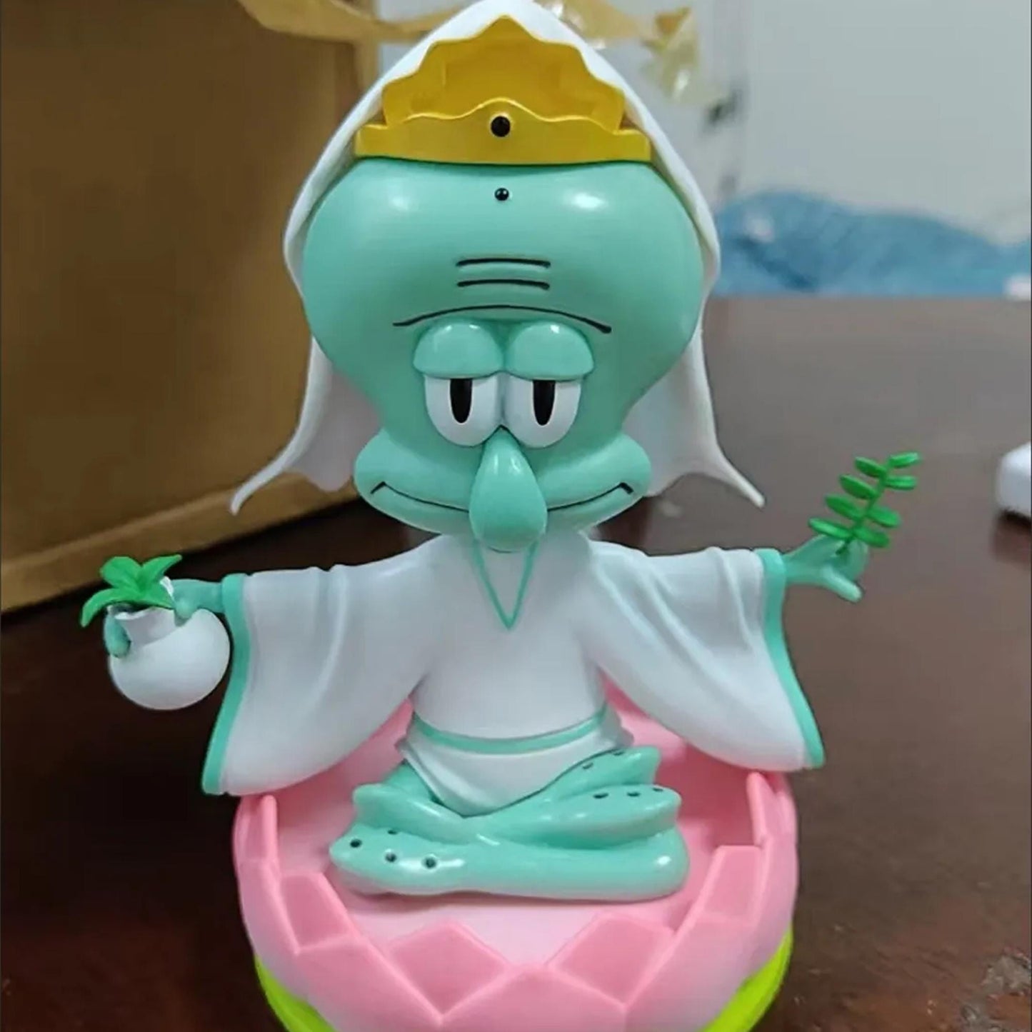 SpongeBob Squidward Zen Lotus Figurine  Cute Cartoon Character Decoration for Home & Office, Unique Gift for SpongeBob Fans