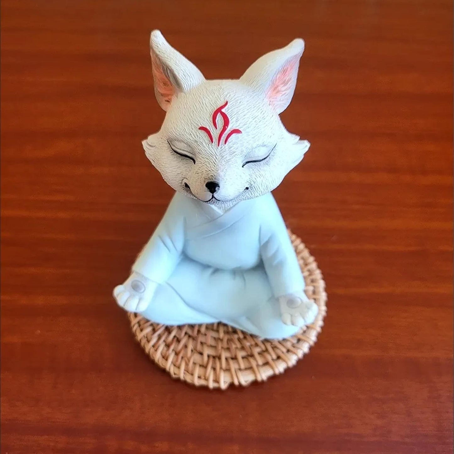 Zen Meditation Fox Figurine  Spiritual Animal Statue for Home Decor, Yoga Studio & Meditation Space
