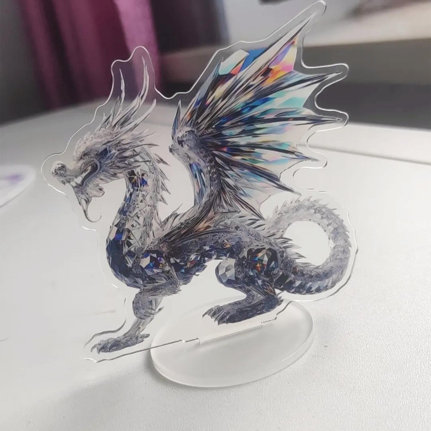 Bohemian Silver Dragon Figurine | Boho Fantasy Dragon Sculpture for Eclectic Home Decor