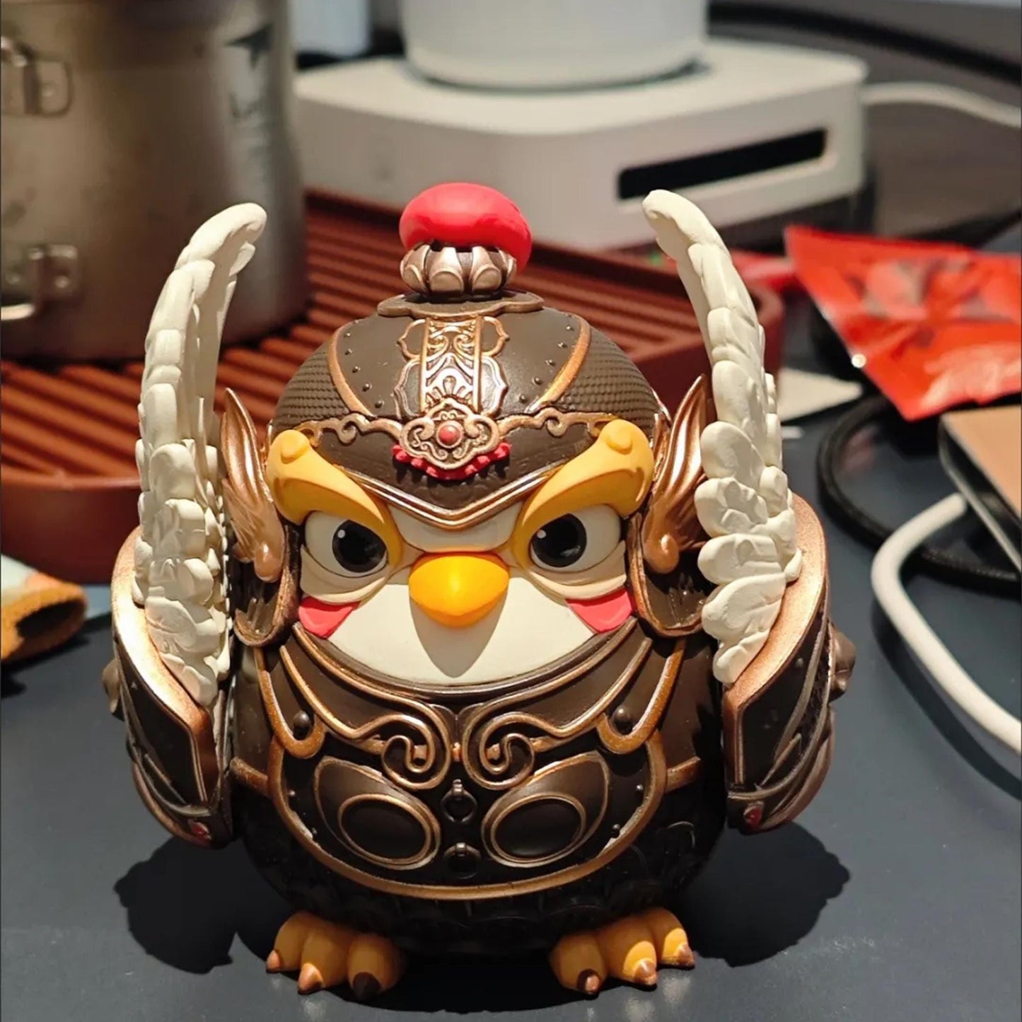 Cute Chinese Armor Owl Pen Holder Figurine