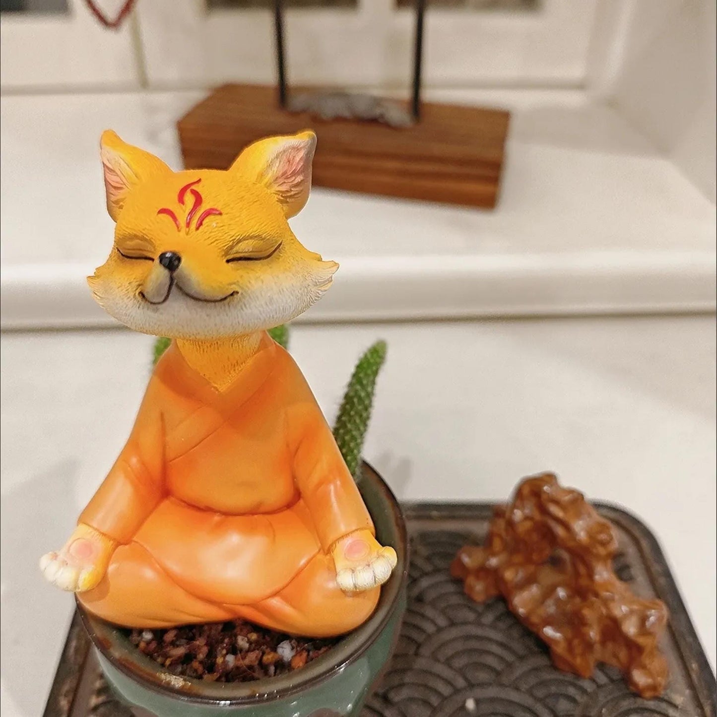 Zen Meditation Fox Figurine  Spiritual Animal Statue for Home Decor, Yoga Studio & Meditation Space