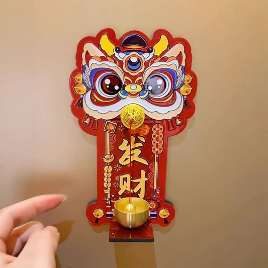 Chinese Lion Dance Door Bell - Fortune & Wealth Decorative Doorbell for Home Entrance