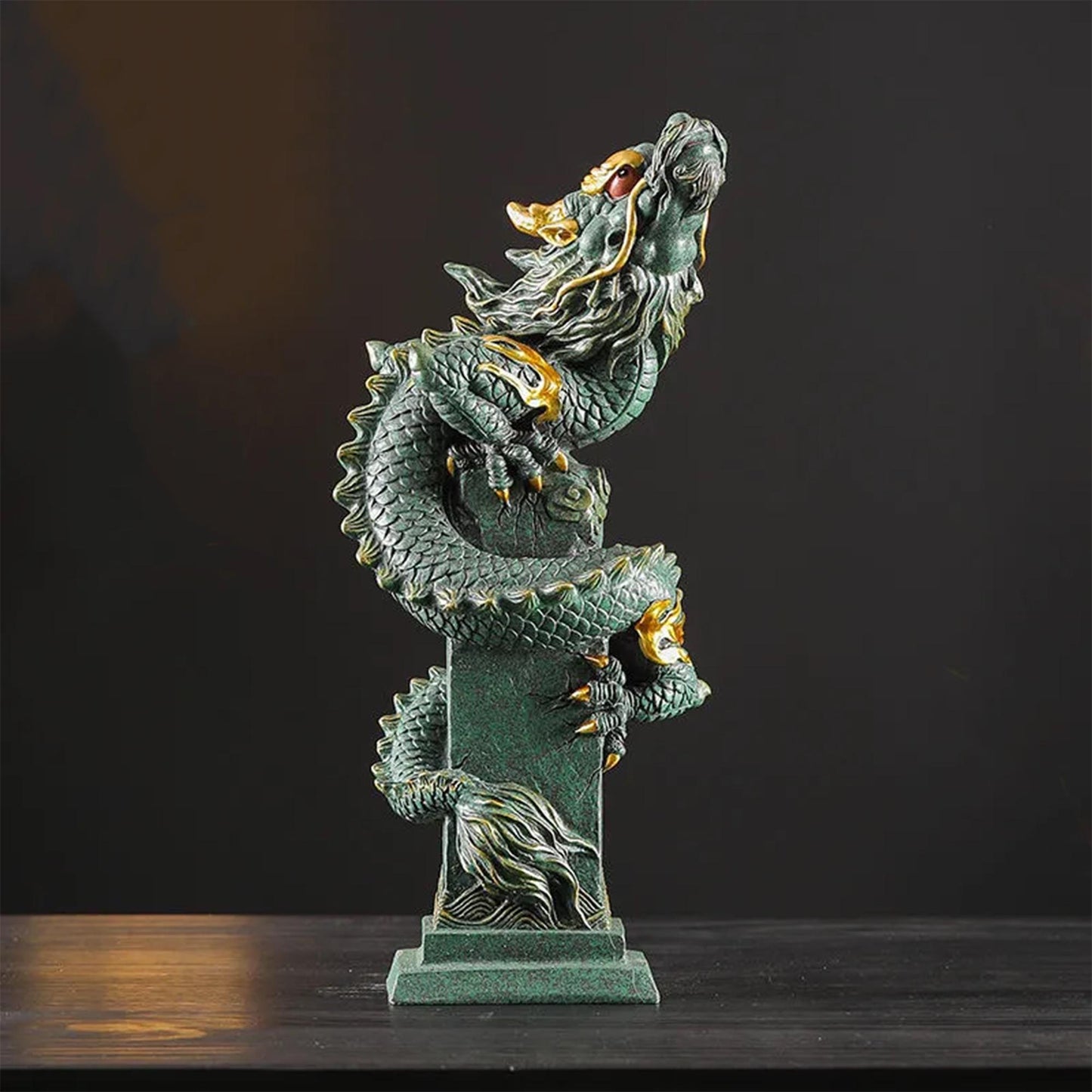 Traditional Chinese Green Dragon Decor Statue