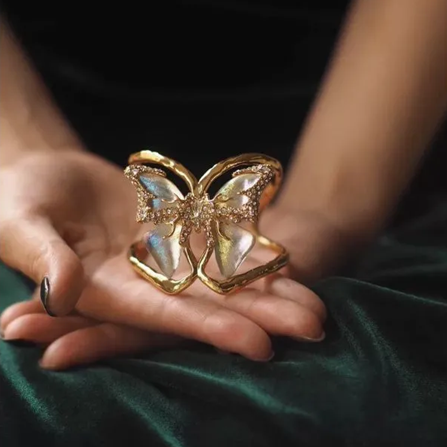 Vintage Butterfly Open Cuff Handcrafted Retro Versatile Bracelet