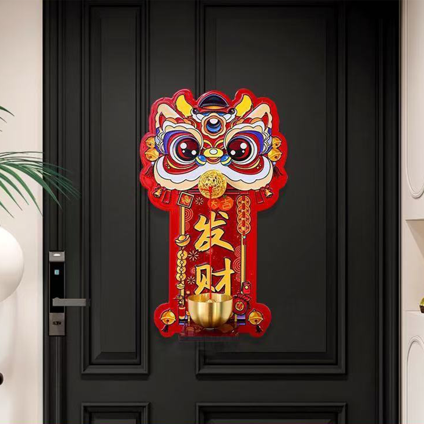 Chinese Lion Dance Door Bell - Fortune & Wealth Decorative Doorbell for Home Entrance