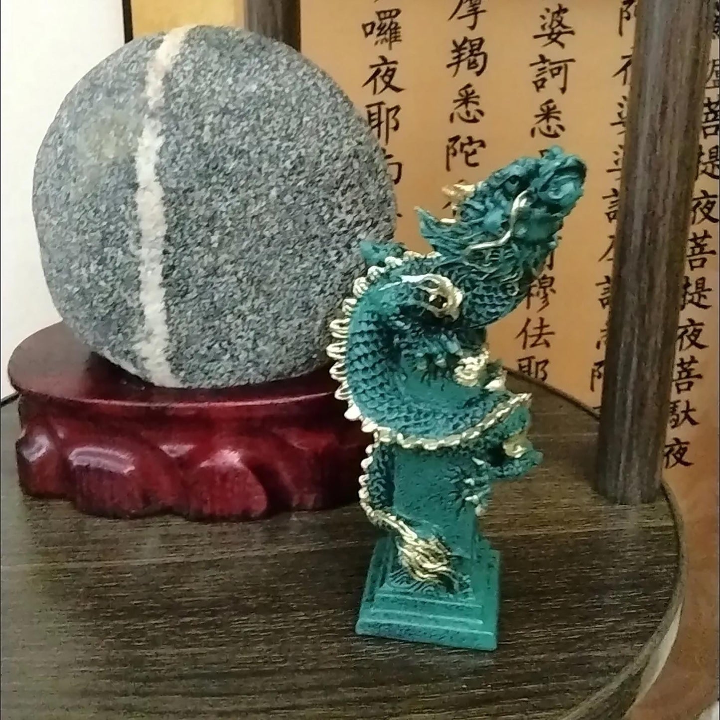 Traditional Chinese Green Dragon Decor Statue