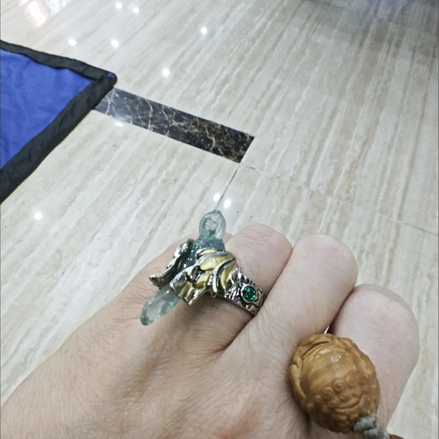 Artisan Vintage-Inspired Faux Jade Bird Bohemian Statement Ring