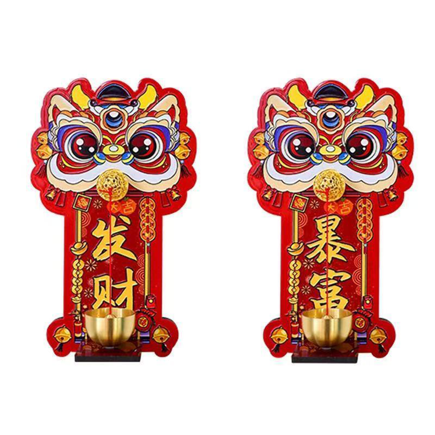 Chinese Lion Dance Door Bell - Fortune & Wealth Decorative Doorbell for Home Entrance