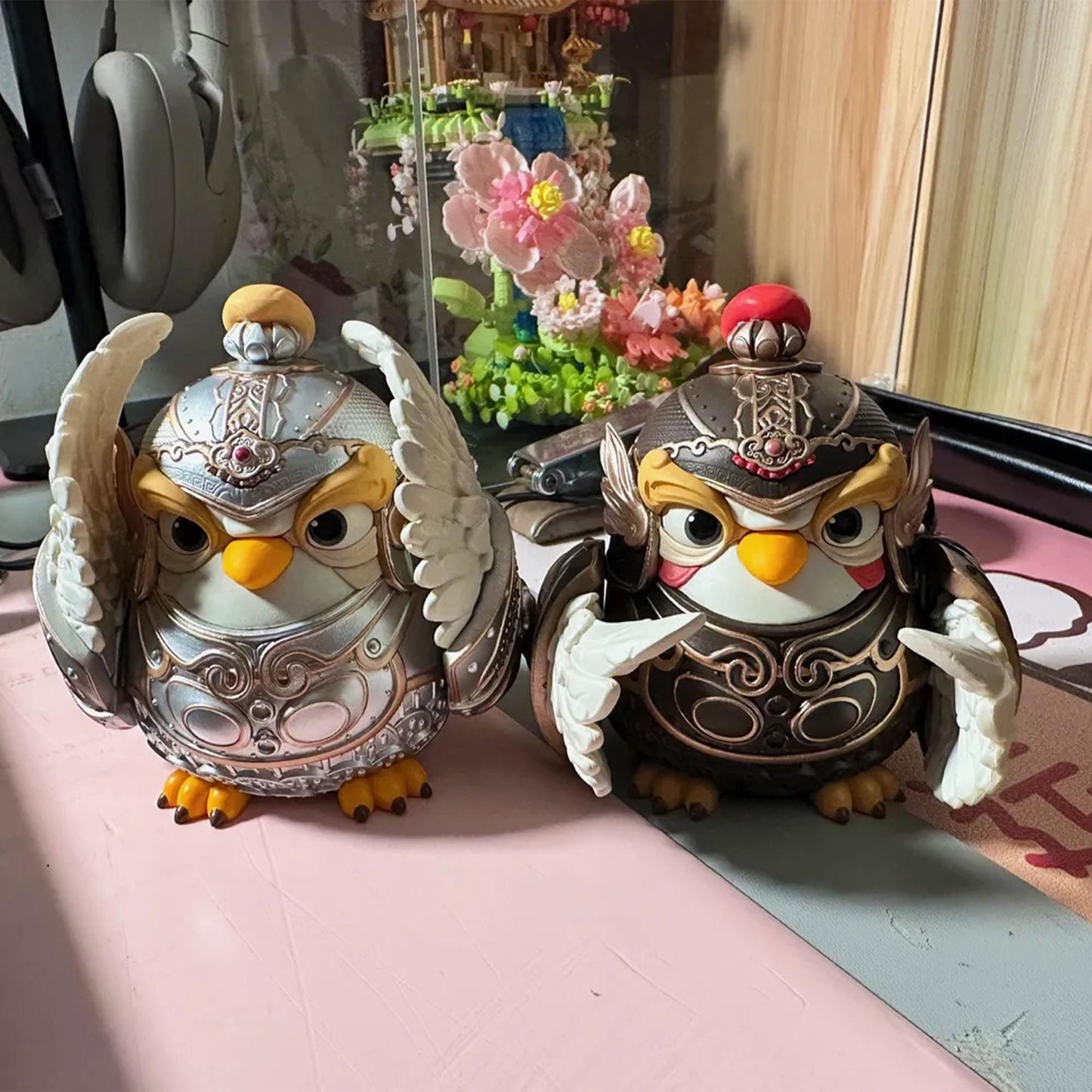 Cute Chinese Armor Owl Pen Holder Figurine