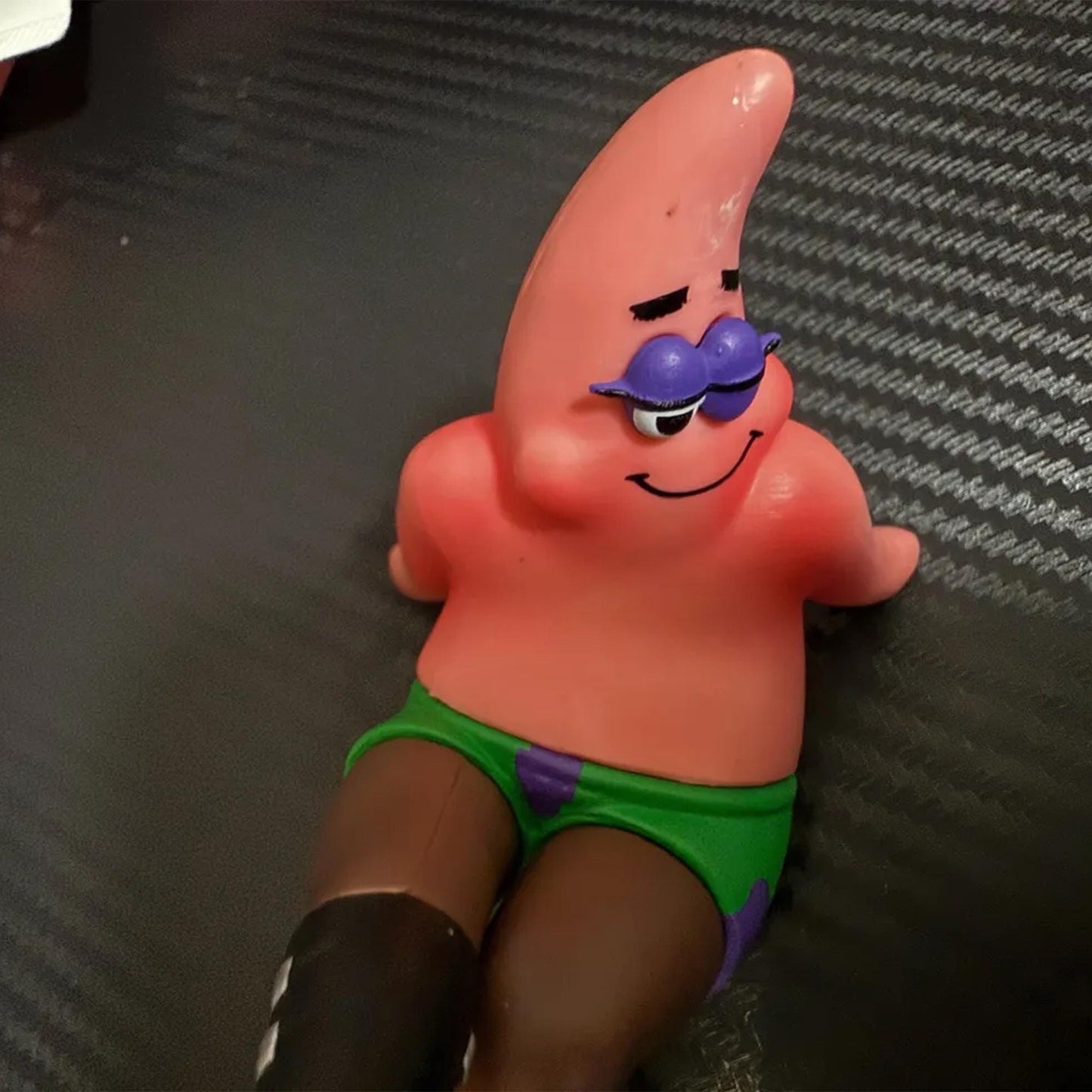 Quirky Patrick Star Figurine  Sassy SpongeBob Character Decoration with Edgy Boots, Unique Gift for Fans, Funny Desk & Car Ornament