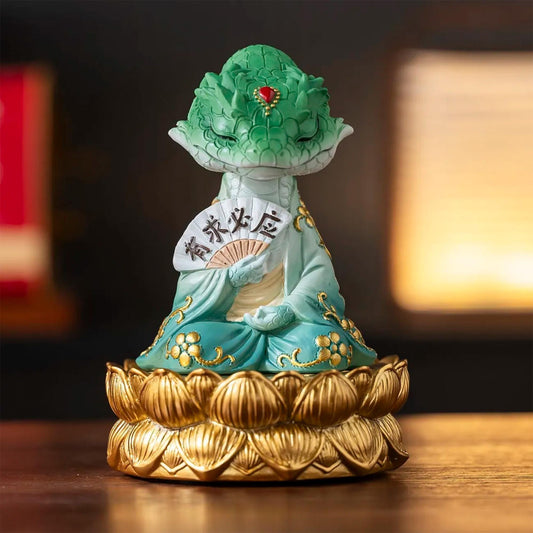 Eastern Folklore Willow Immortal (Snake Spirit) Figurine  WishFulfilling Zen Desktop Decor, Whimsical Chinoiserie Sculpture for Home