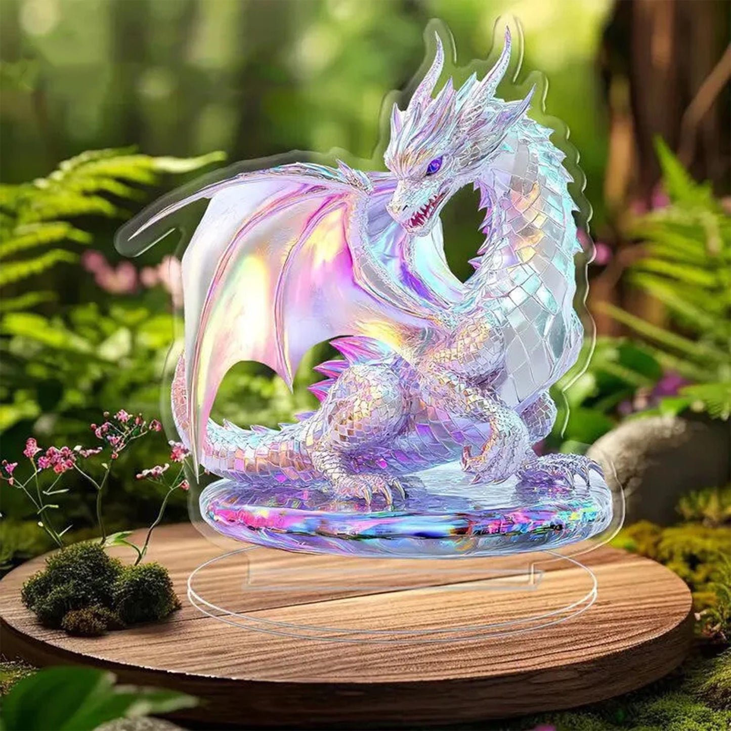Bohemian Silver Dragon Figurine | Boho Fantasy Dragon Sculpture for Eclectic Home Decor