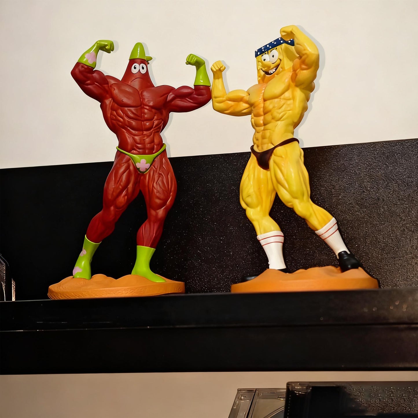 Absurd Buff SpongeBob & Patrick Star Muscular Figure  Funny Cartoon Collectible Statue, Humorous Meme Decor, Unique Gift for SpongeBob Fans