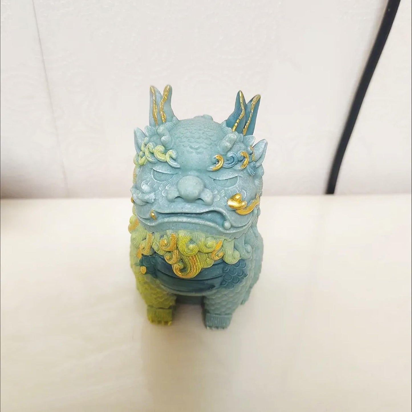 Chinese Mythical Kirin Statue, Handcrafted Mythical Creature Sculpture for Home Decor