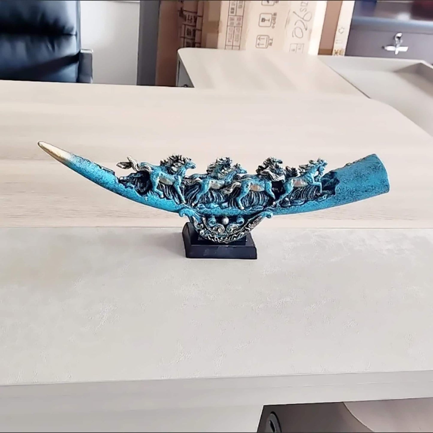 Chinese Style Faux Ivory Mythical Beast Figurine