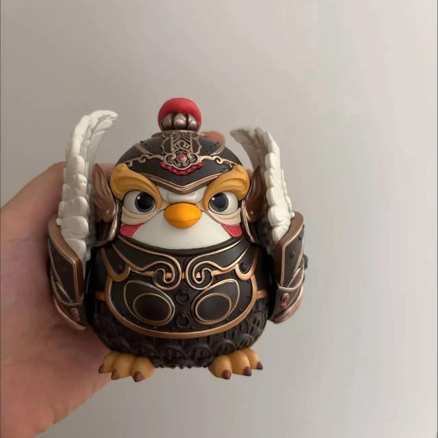 Cute Chinese Armor Owl Pen Holder Figurine
