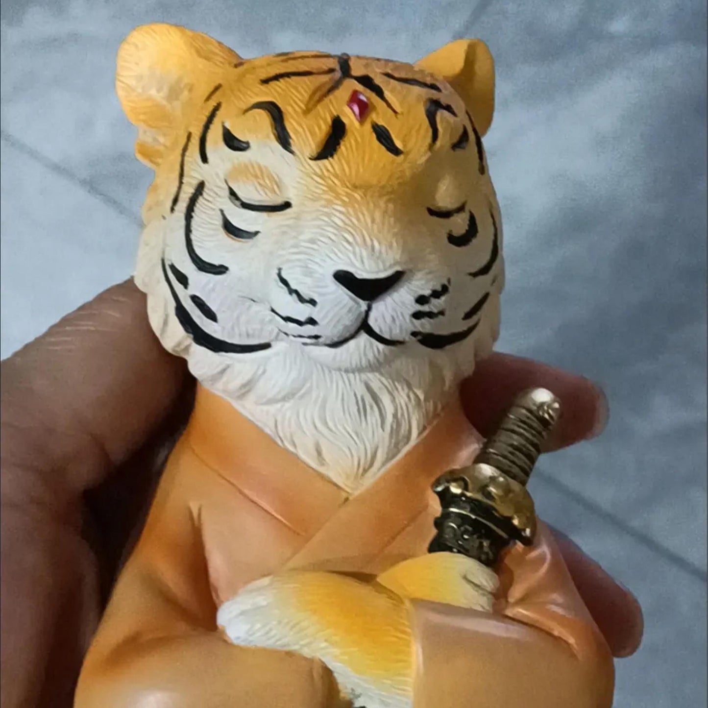Zen Tiger Samurai Statue  Japanese Style Warrior Tiger Figurine for Home Decor, Meditation Space Accent, Unique Animal Sculpture Gift