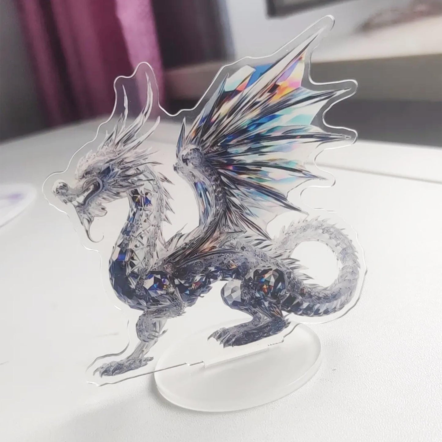Bohemian Silver Dragon Figurine | Boho Fantasy Dragon Sculpture for Eclectic Home Decor