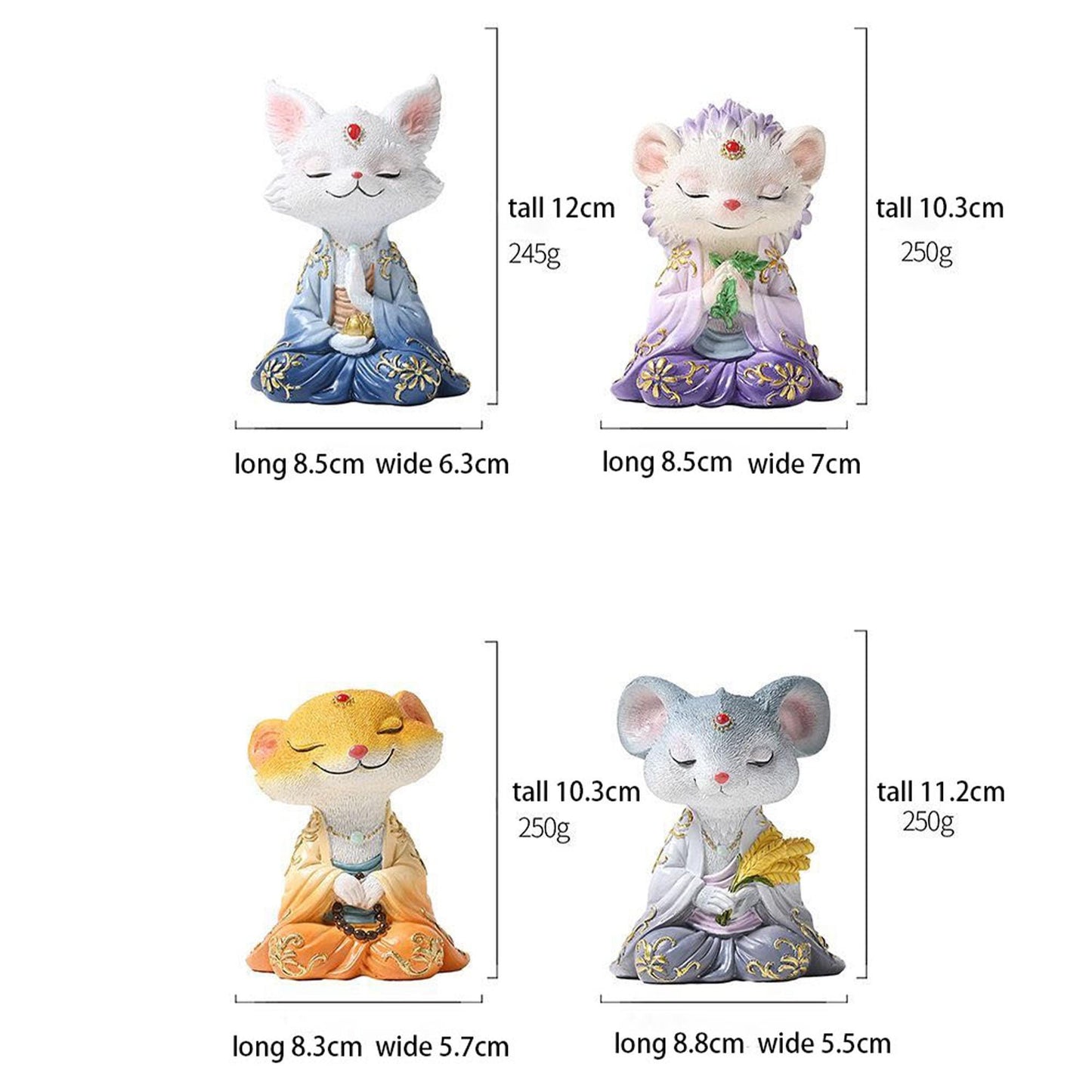 Zen Rat Statue on Golden Lotus | Spiritual Animal Figurine, Oriental Meditation Decor, Unique Year of the Rat Gift for Boho & Zen Lovers