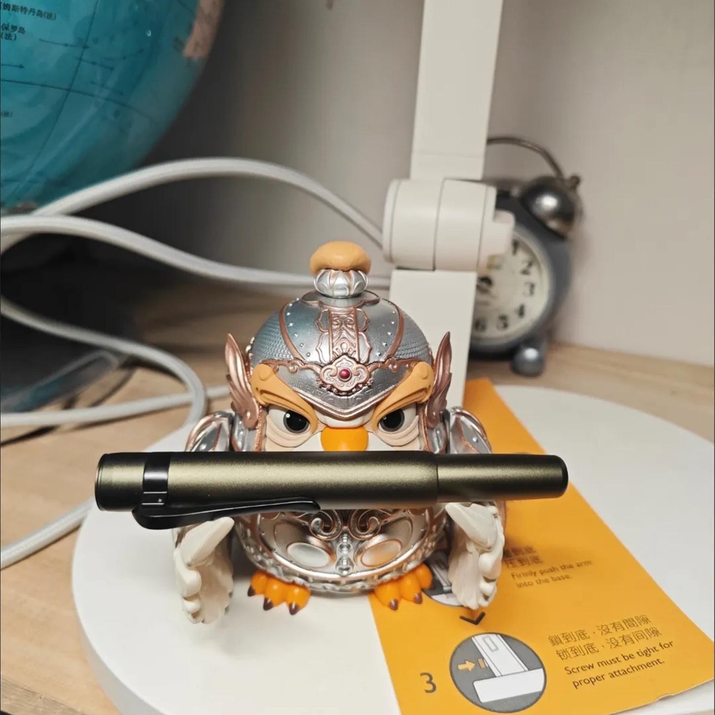 Cute Chinese Armor Owl Pen Holder Figurine