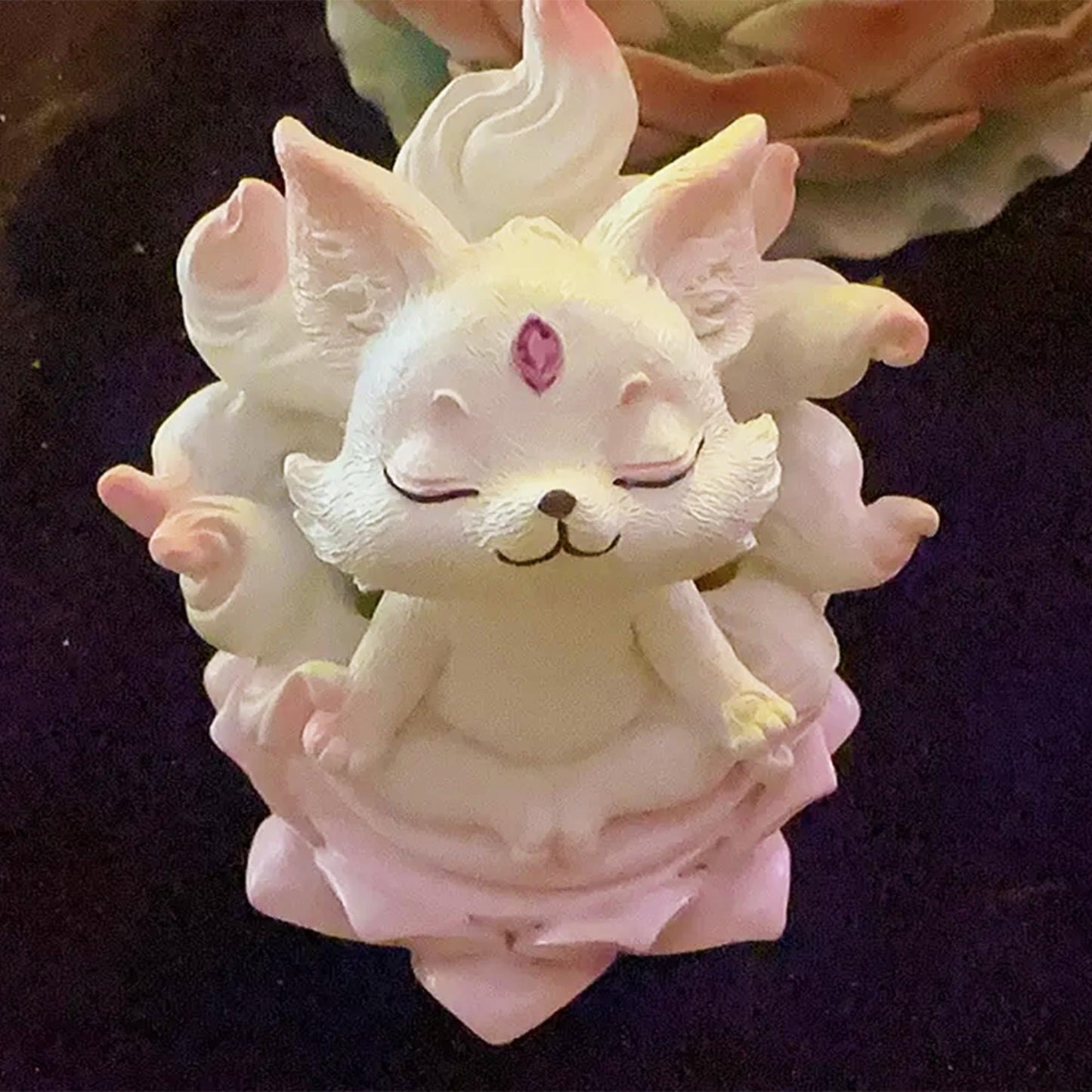 Cute Kitsune Incense Burner  Meditating NineTailed Fox Statue, Spiritual Home Decor, Chinese Fox Figurine for Altar & Meditation Space