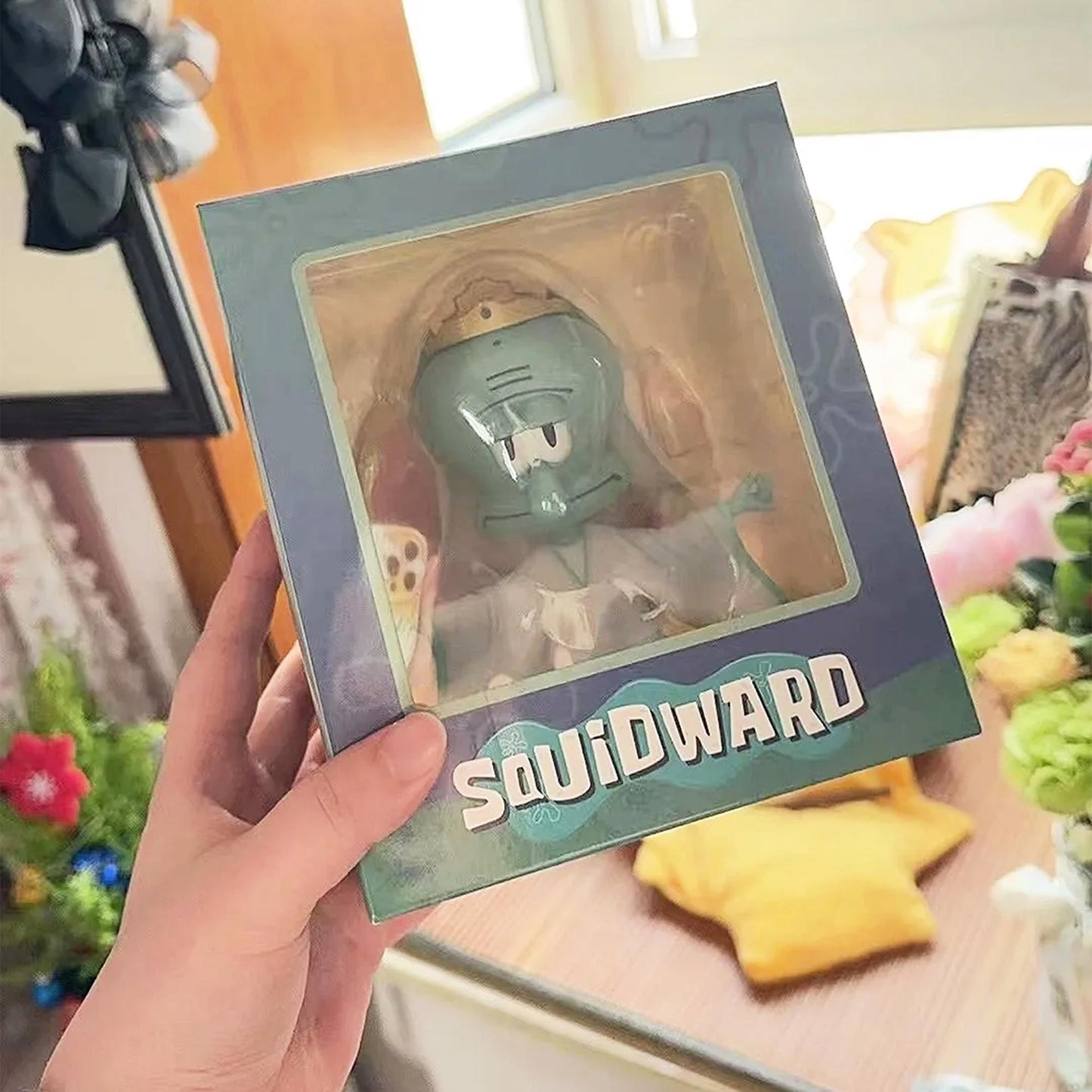 SpongeBob Squidward Zen Lotus Figurine  Cute Cartoon Character Decoration for Home & Office, Unique Gift for SpongeBob Fans