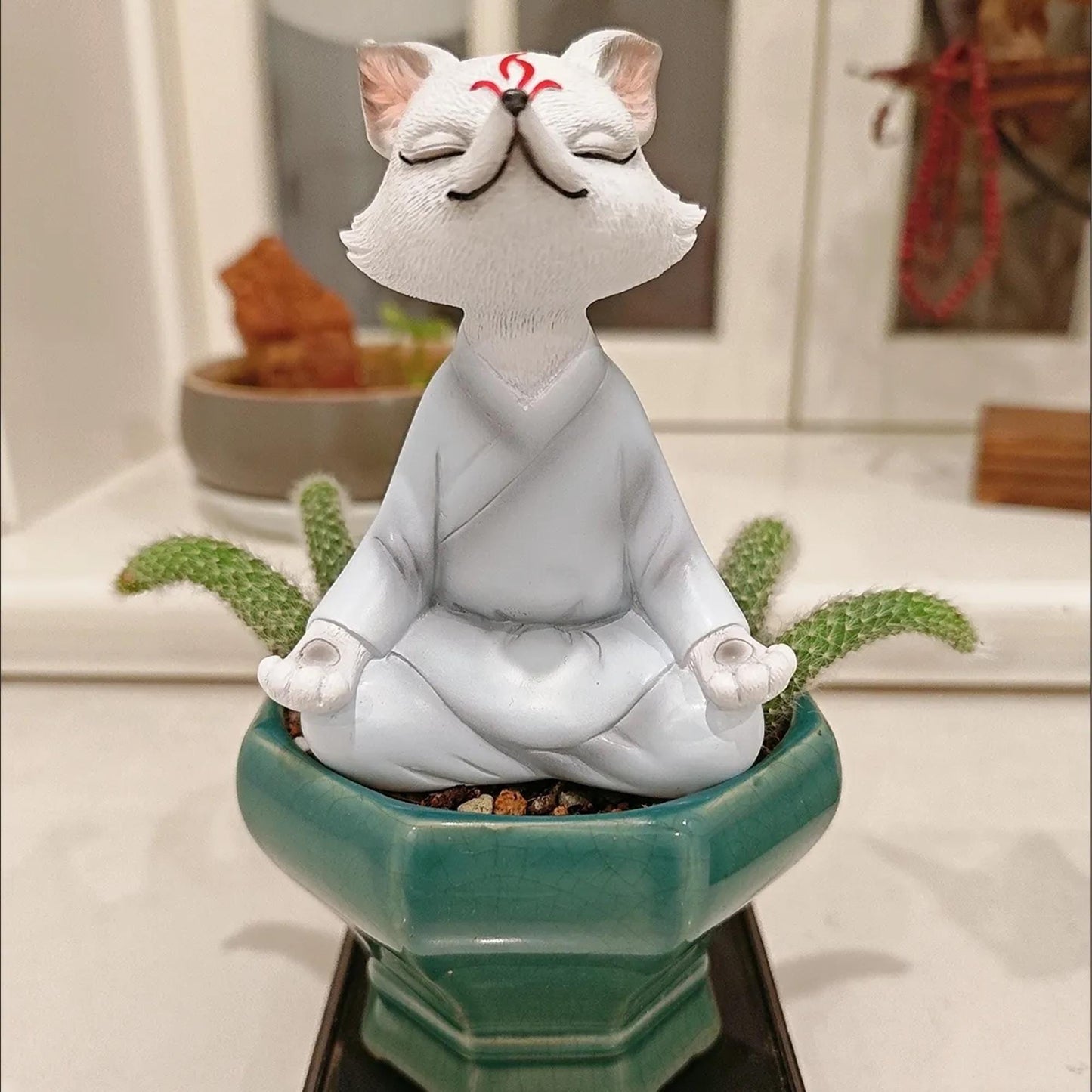Zen Meditation Fox Figurine  Spiritual Animal Statue for Home Decor, Yoga Studio & Meditation Space