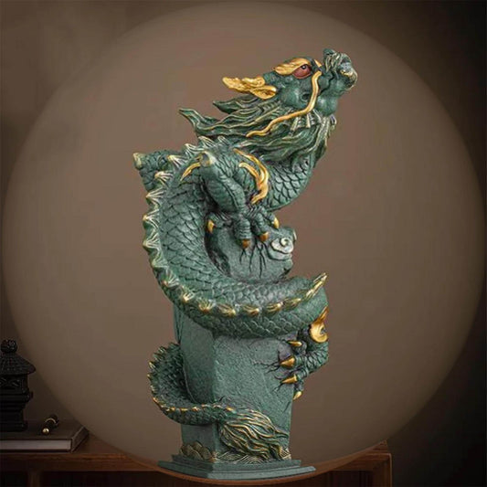 Traditional Chinese Green Dragon Decor Statue