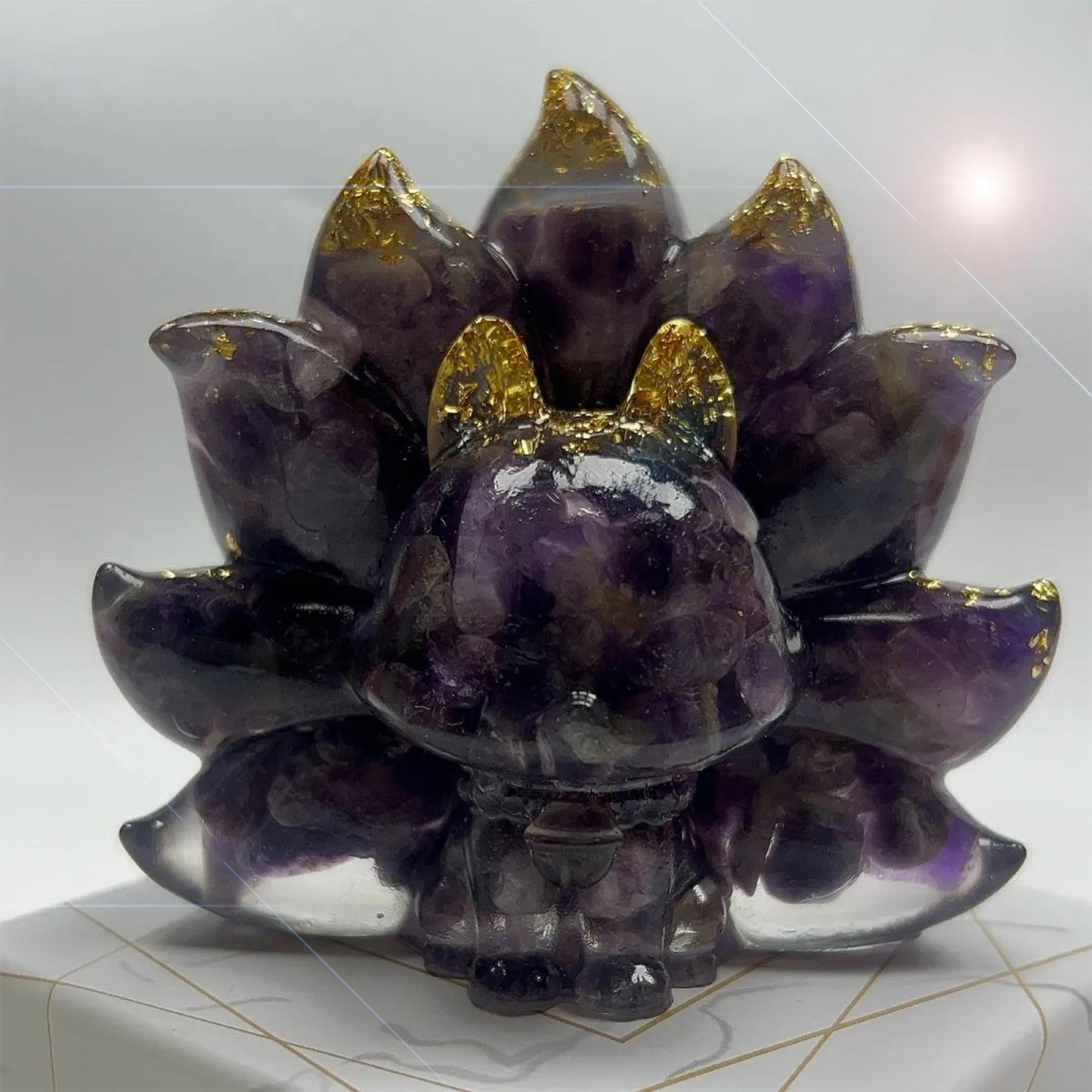 Multi-Color Spirit Fox Crystal Shard Decor Statue