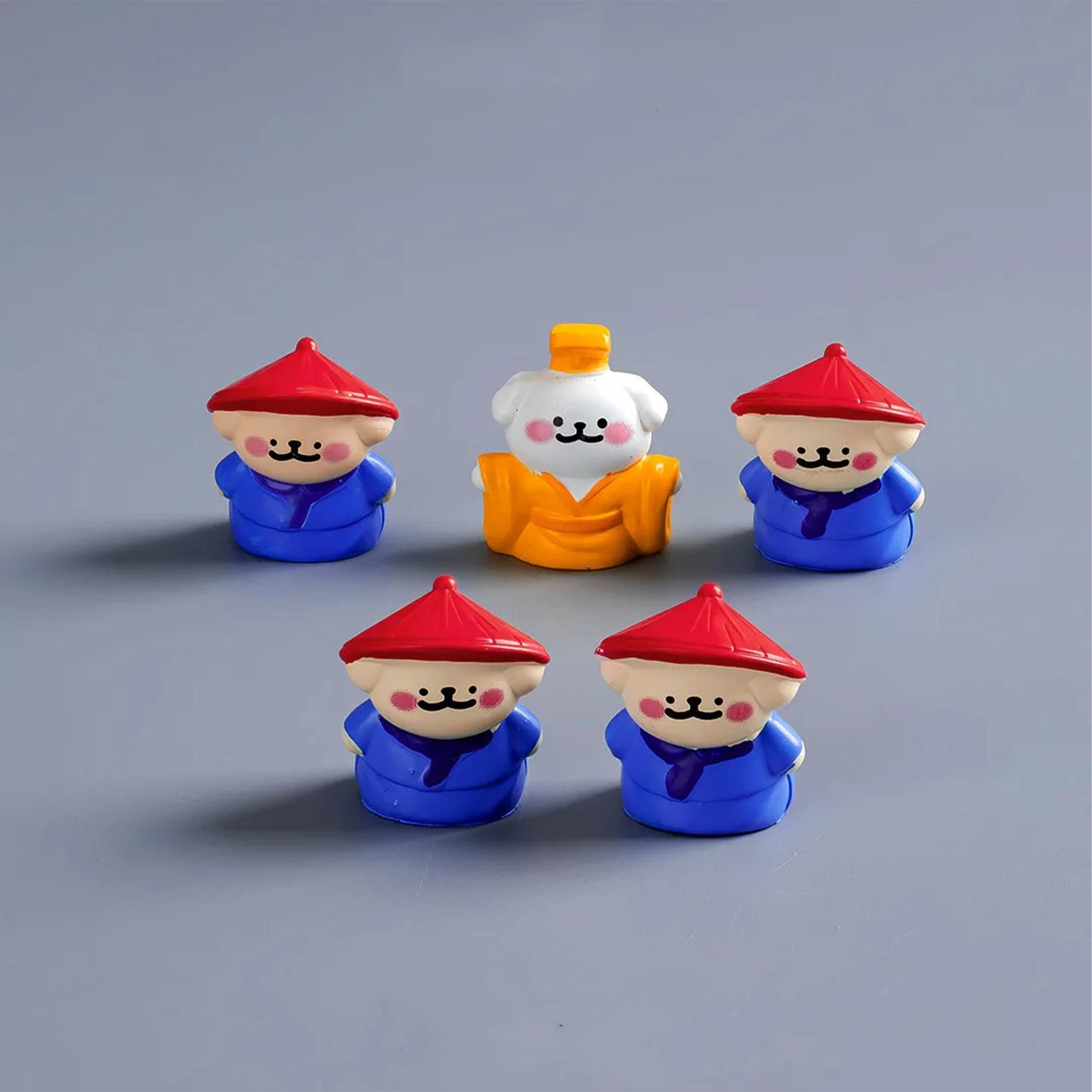 Cute Puppy Emperor and Guards Figurines  Whimsical Desk Decor / Car Ornament for Anxiety Relief & Cute Room Aesthetic