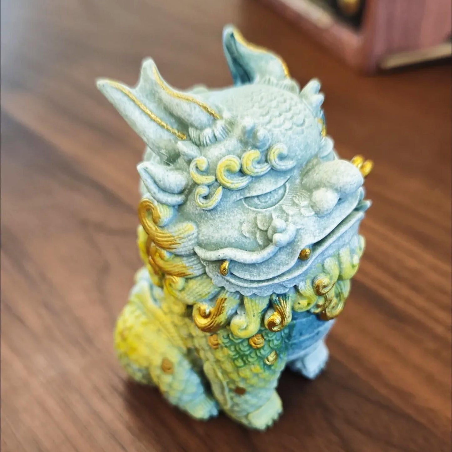 Chinese Mythical Kirin Statue, Handcrafted Mythical Creature Sculpture for Home Decor