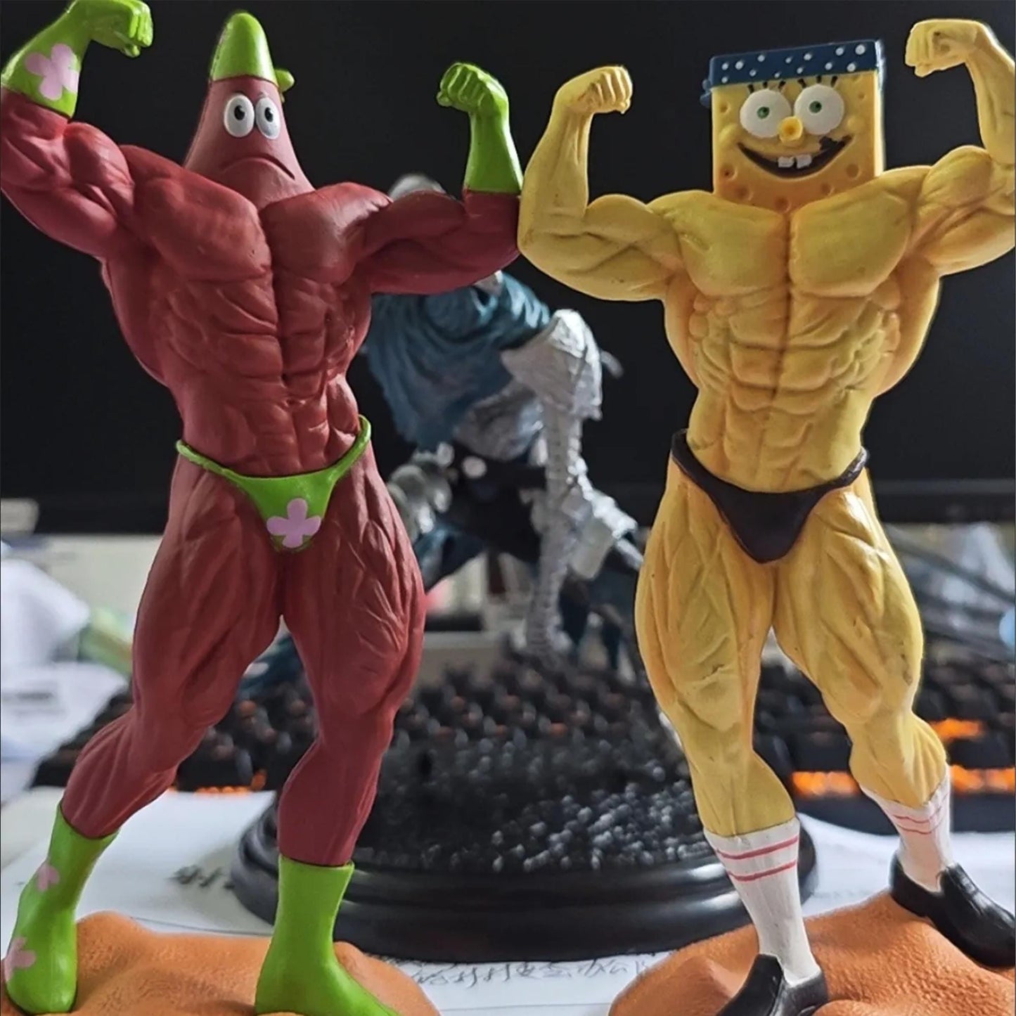 Absurd Buff SpongeBob & Patrick Star Muscular Figure  Funny Cartoon Collectible Statue, Humorous Meme Decor, Unique Gift for SpongeBob Fans