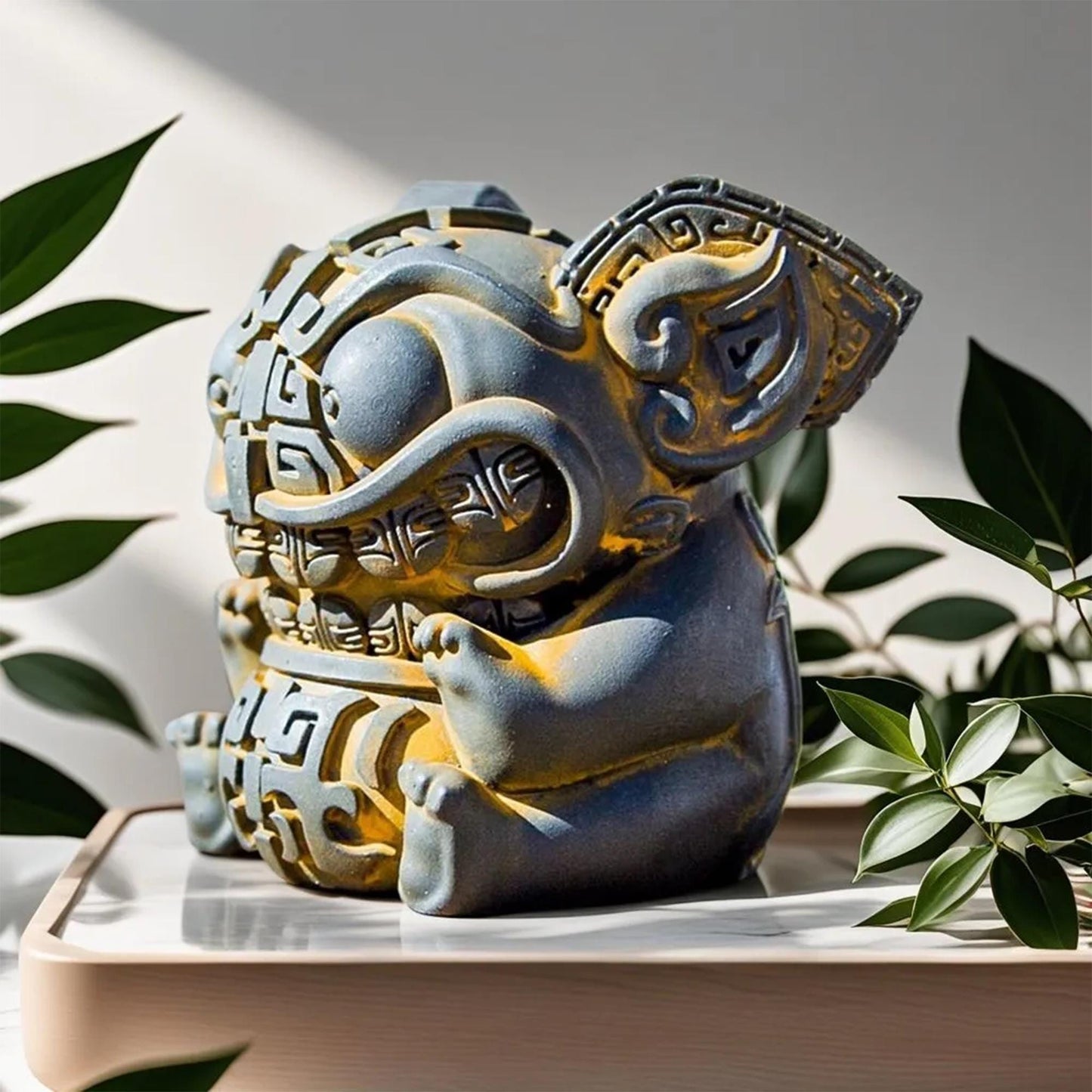 Ancient Chinese Taotie Beast Figurine & Incense Holder