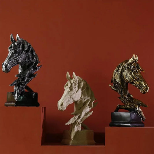Vintage Horse Head Sculpture  Resin Animal Statue for Home Decor, Artistic Equestrian Figurine for Living Room, Office, Shelf Accent