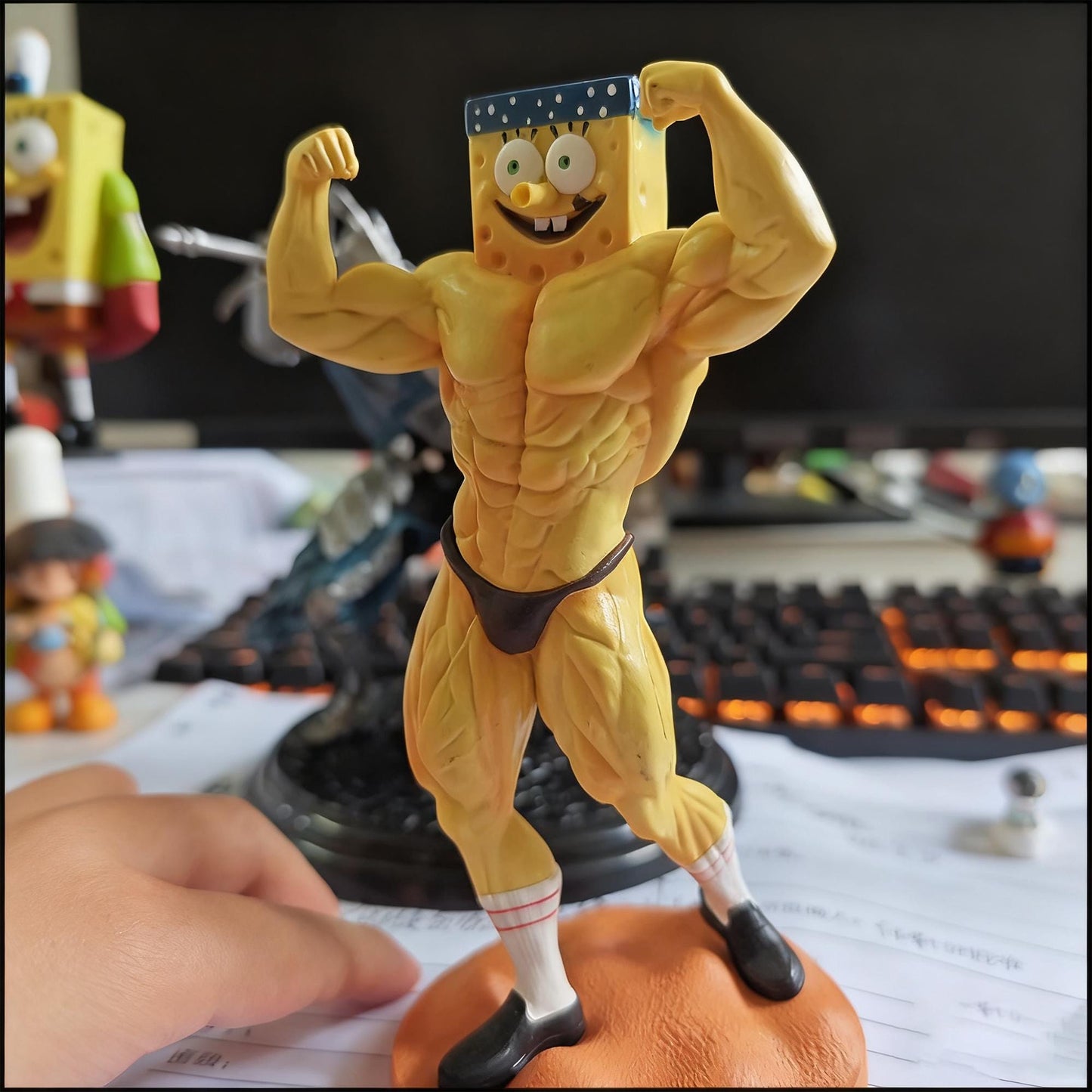 Absurd Buff SpongeBob & Patrick Star Muscular Figure  Funny Cartoon Collectible Statue, Humorous Meme Decor, Unique Gift for SpongeBob Fans